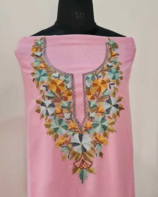 2PC Pinkish Summer Cool Kashmiri Suit With Hand Aari embroidery - Zohra