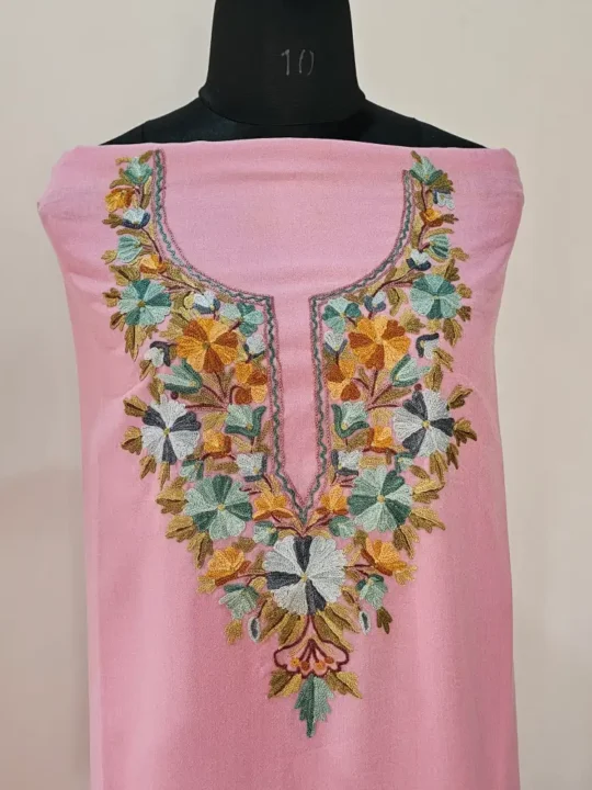 2PC Pinkish Summer Cool Kashmiri Suit With Hand Aari embroidery - Zohra