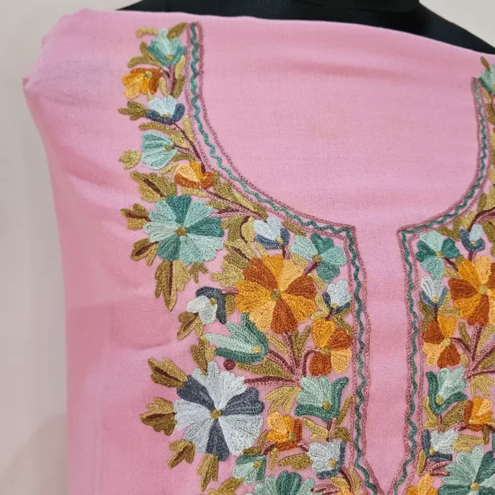 2PC Pinkish Summer Cool Kashmiri Suit With Hand Aari embroidery - Zohra - Image 3