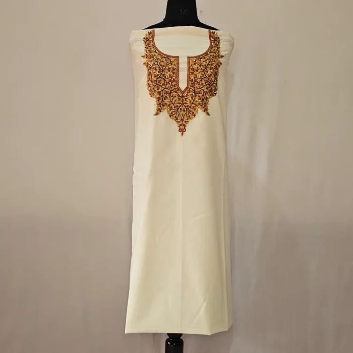 2PC Creamy Summer Cool Kashmiri Suit With Hand Ari embroidery - Zohra - Image 2