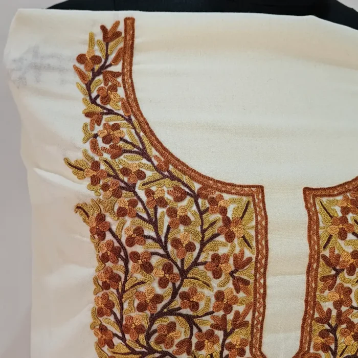 2PC Creamy Summer Cool Kashmiri Suit With Hand Ari embroidery - Zohra - Image 3