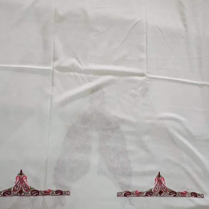 White 2PC Summer Cool Kashmiri Suit With Hand Aari embroidery - Zohra - Image 4