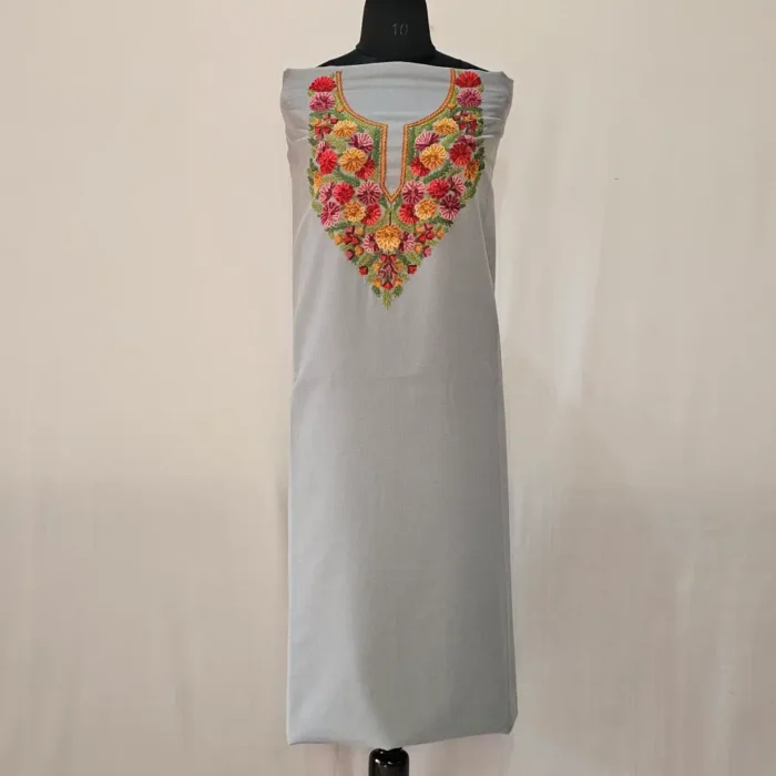 Dark Grey 2PC Summer Cool Kashmiri Suit With Hand Ari embroidery - Zohra - Image 2