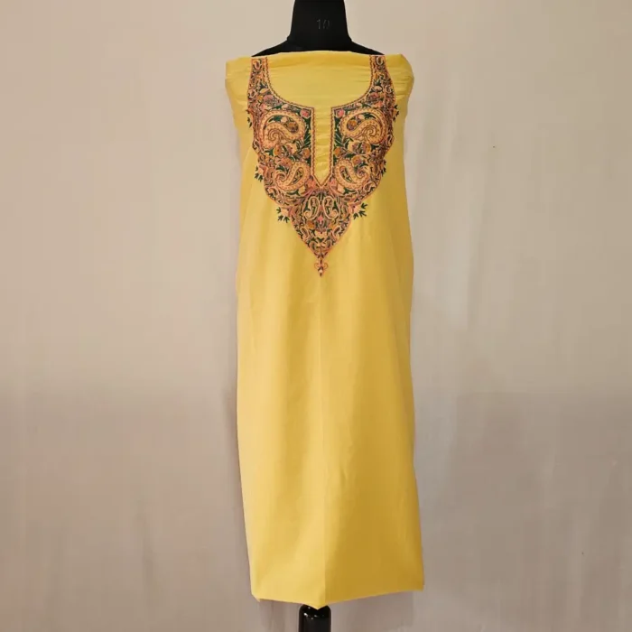 2PC Yellow Summer Cool Kashmiri Suit With Hand Ari embroidery - Zohra - Image 2
