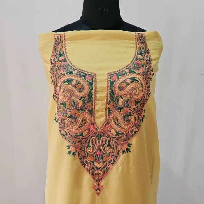 2PC Yellow Summer Cool Kashmiri Suit With Hand Ari embroidery - Zohra