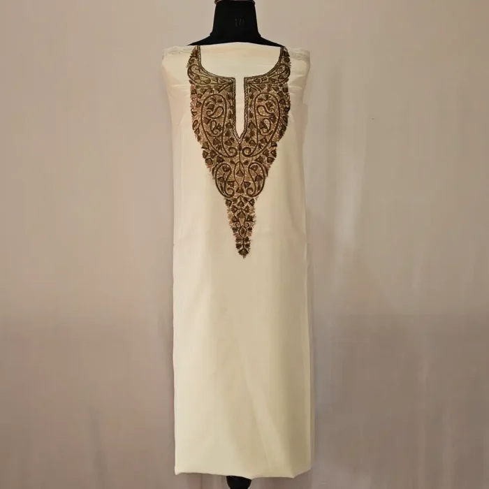 Elegent 2PC Creamy Summer Cool Kashmiri Suit With Hand Aari embroidery - Zohra - Image 2