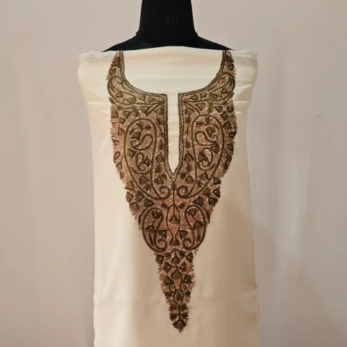 Elegent 2PC Creamy Summer Cool Kashmiri Suit With Hand Aari embroidery - Zohra