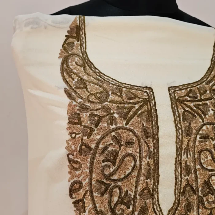 Elegent 2PC Creamy Summer Cool Kashmiri Suit With Hand Aari embroidery - Zohra - Image 3