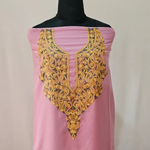 Elegent Pinkish 2PC Summer Cool Kashmiri Suit With Hand Aari embroidery - Zohra