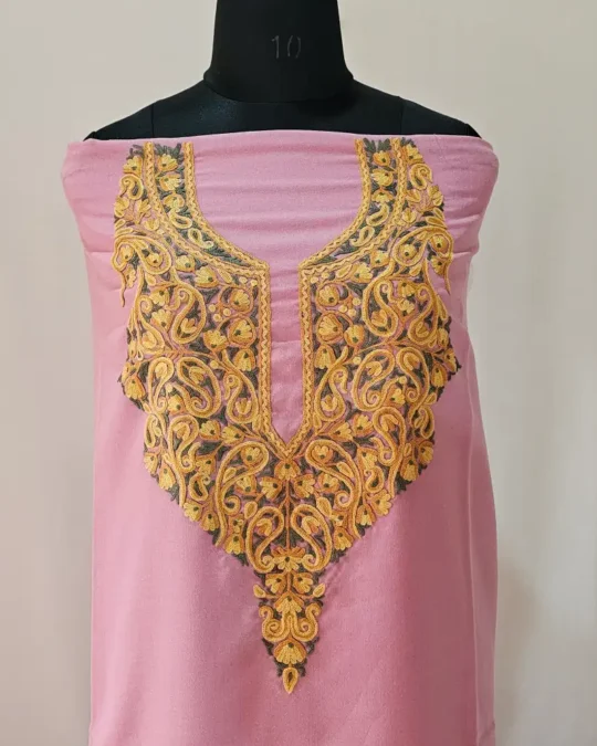 Elegent Pinkish 2PC Summer Cool Kashmiri Suit With Hand Aari embroidery - Zohra