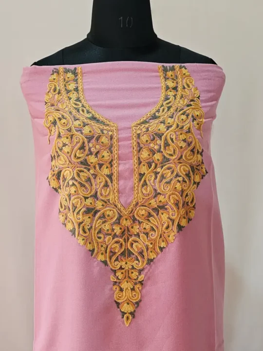 Elegent Pinkish 2PC Summer Cool Kashmiri Suit With Hand Aari embroidery - Zohra
