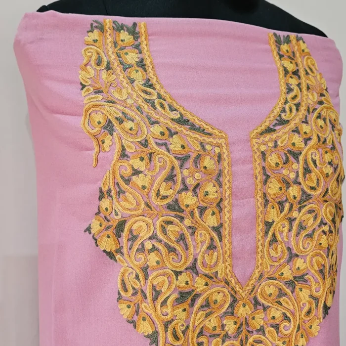 Elegent Pinkish 2PC Summer Cool Kashmiri Suit With Hand Aari embroidery - Zohra - Image 3