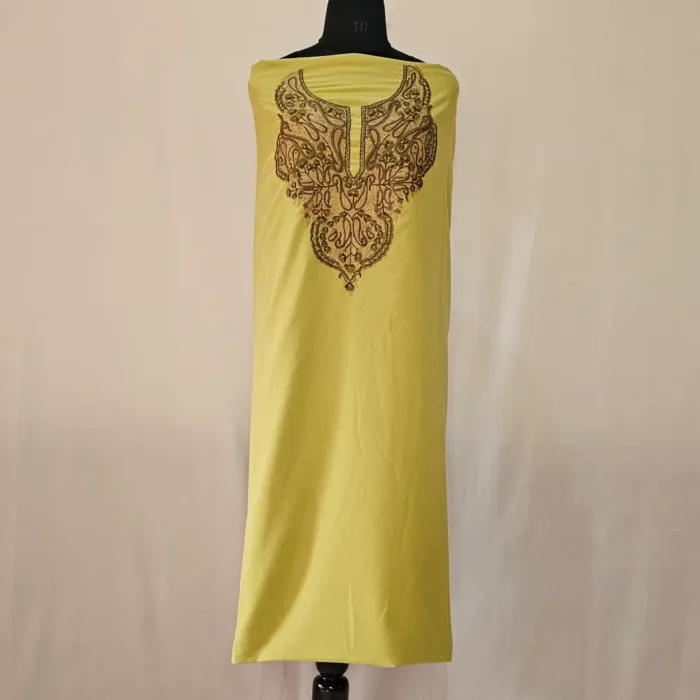 2PC Lemon Green Summer Cool Kashmiri Suit With Hand Aari embroidery - Zohra - Image 2