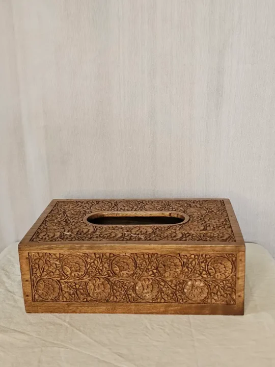 Kashmiri Handcrafted Walnut Wood Tissue Box