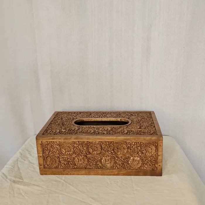 Kashmiri Handcrafted Walnut Wood Tissue Box