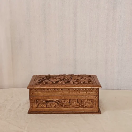 Kashmiri Handcrafted Walnut Wood Box - Carved