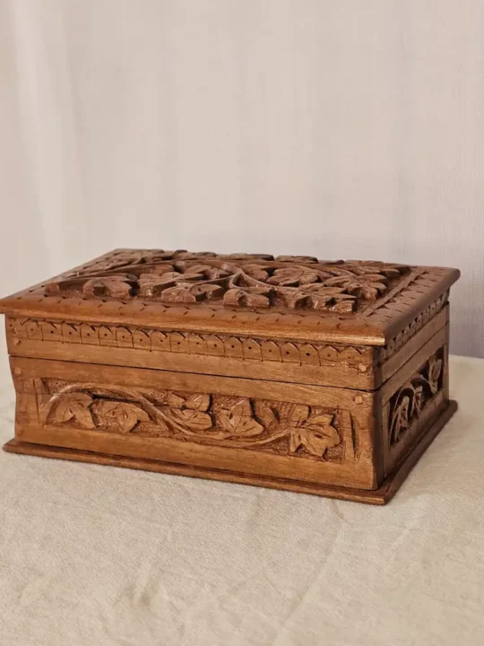 Kashmiri Handcrafted Walnut Wood Box - Carved