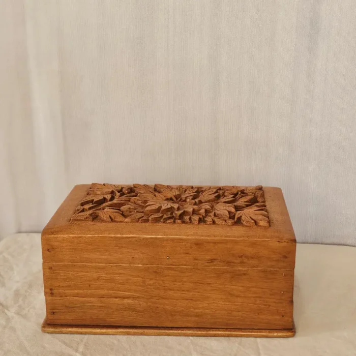 Kashmiri Engraved Walnut Wood Storage Box – Handcrafted