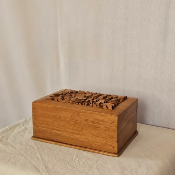 Kashmiri Engraved Walnut Wood Storage Box – Handcrafted - Image 3