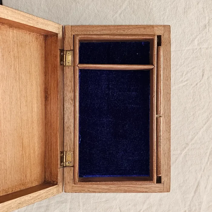 Kashmiri Engraved Walnut Wood Storage Box – Handcrafted - Image 9