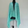 Kashmiri Green Hand Sozni Embroidered Shawl in Polywool for Women