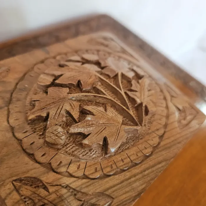 Kashmiri Walnut Wood Box with Traditional Carving - Image 6