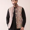 Creamy Kashmiri Men Kani Jacket | Waist Coat - Lal Bazaar Collection