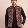 Kashmiri Men Kani Black Nehru Jacket With Zari | Waist Coat - Lal Bazaar Collection