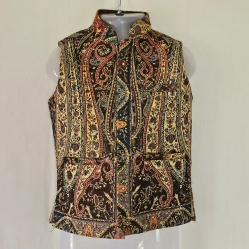 Yellow Polywool Kids’ Waistcoat with Classic Kashmiri Kani Design