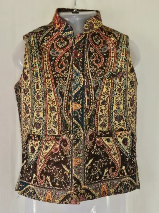 Yellow Kids’ Waistcoat with Classic Kashmiri Kani Design