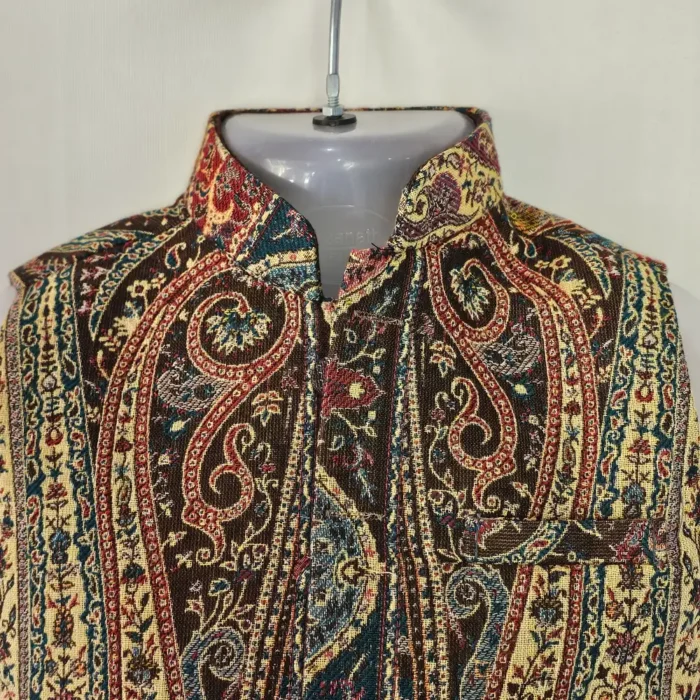 Yellow Polywool Kids’ Waistcoat with Classic Kashmiri Kani Design - Image 2
