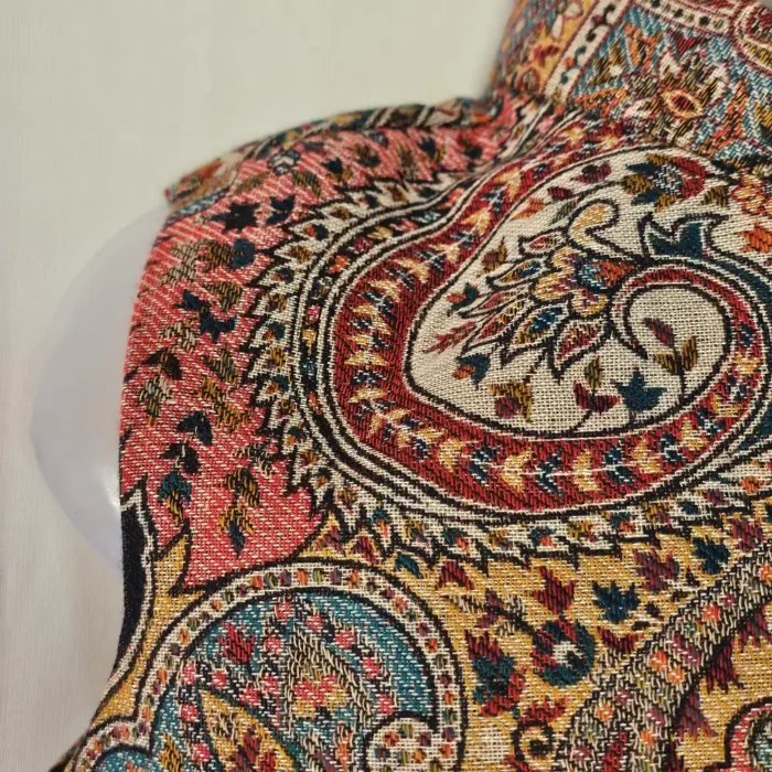 Srinagar-Made Green Kani Waistcoat in Polywool for Children - Image 3