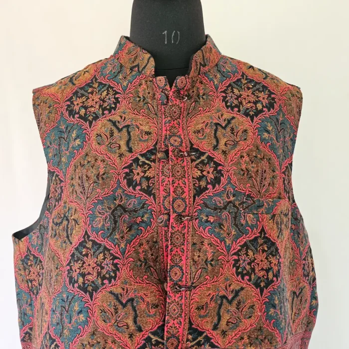 Men Kani Jacket in Green | Waist Coat from Kashmir - Lal Bazaar Collection - Image 2