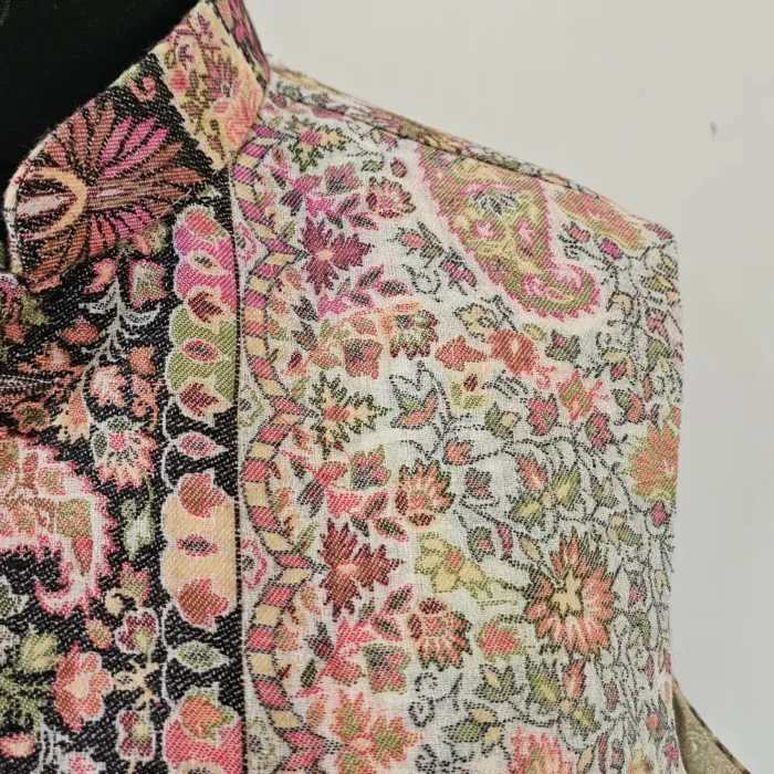 Creamy Kashmiri Men Kani Jacket | Waist Coat - Lal Bazaar Collection - Image 3