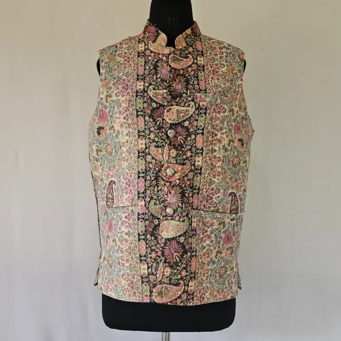 Kashmiri Men Kani Cream Jacket | Waist Coat - Lal Bazaar Collection