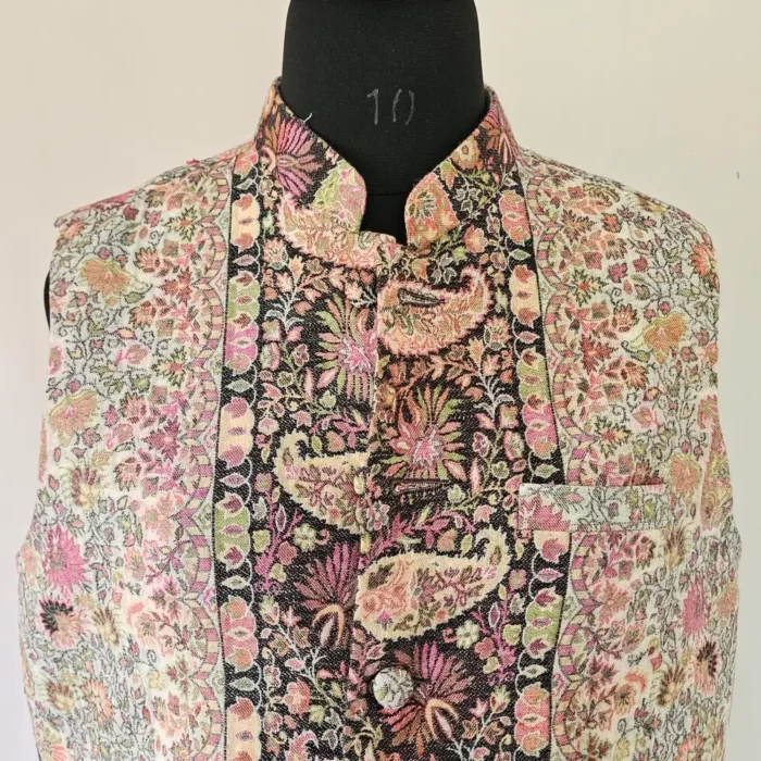 Kashmiri Men Kani Cream Jacket | Waist Coat - Lal Bazaar Collection - Image 2