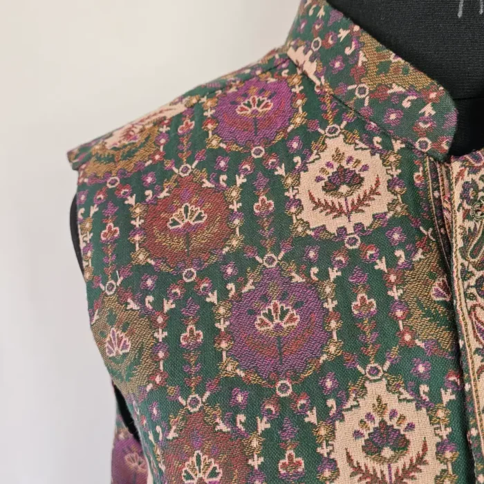 Kashmiri Green Men Kani Jacket | Waist Coat | Lal Bazar - Image 3