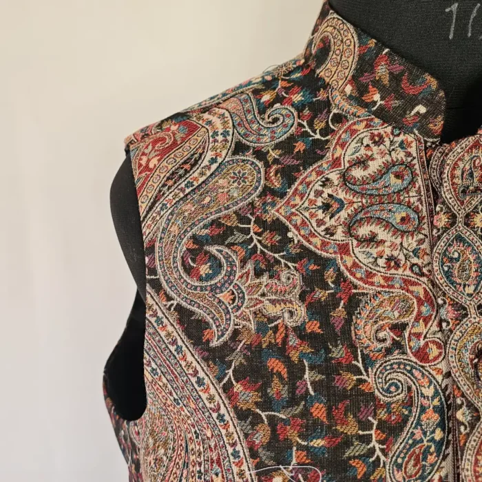 Men Kashmiri Dark Brown Kani Jacket | Waist Coat - Lal Bazaar - Image 3