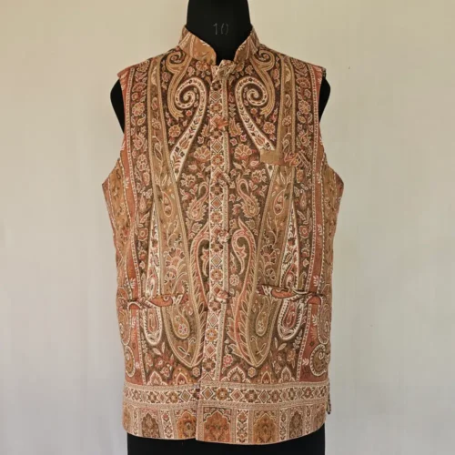 Beige Men Kani Jacket | Waist Coat from Kashmir - Lal Bazaar