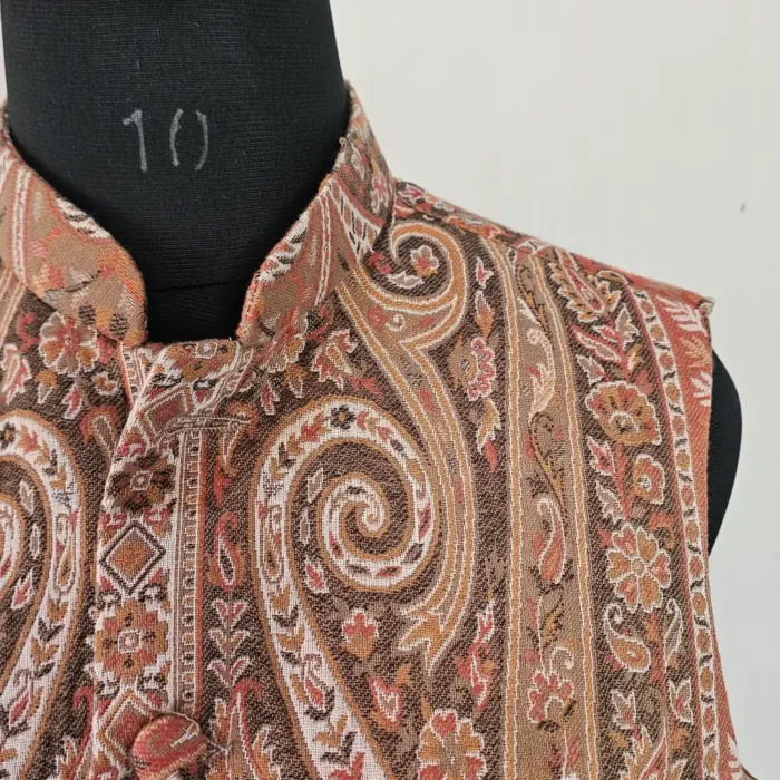 Beige Men Kani Jacket | Waist Coat from Kashmir - Lal Bazaar - Image 3