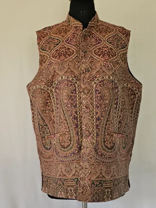 Men Kani Jacket | Kashmiri Green Waist Coat - Lal Bazaar Collection