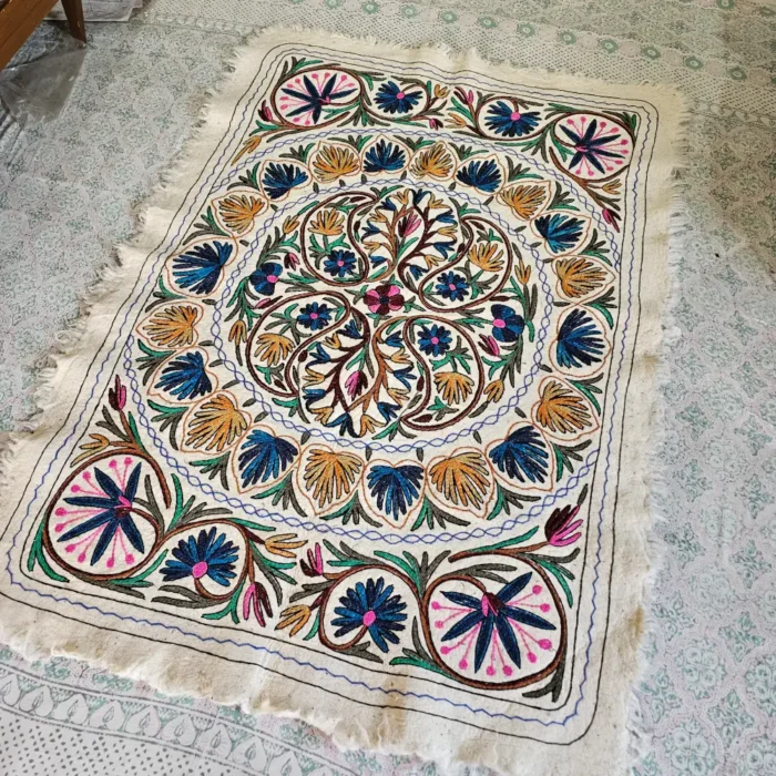 Kashmir Large Hand Aari Namda in Pure Wool (7x5 ft)