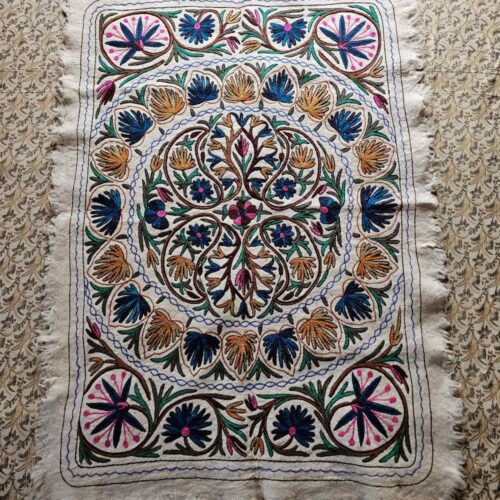 Kashmir Large Hand Aari Namda in Pure Wool (7x5 ft)