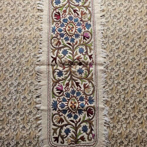 Pure Wool Kashmiri Runner with Hand Aari Embroidery (5.8x2 ft)