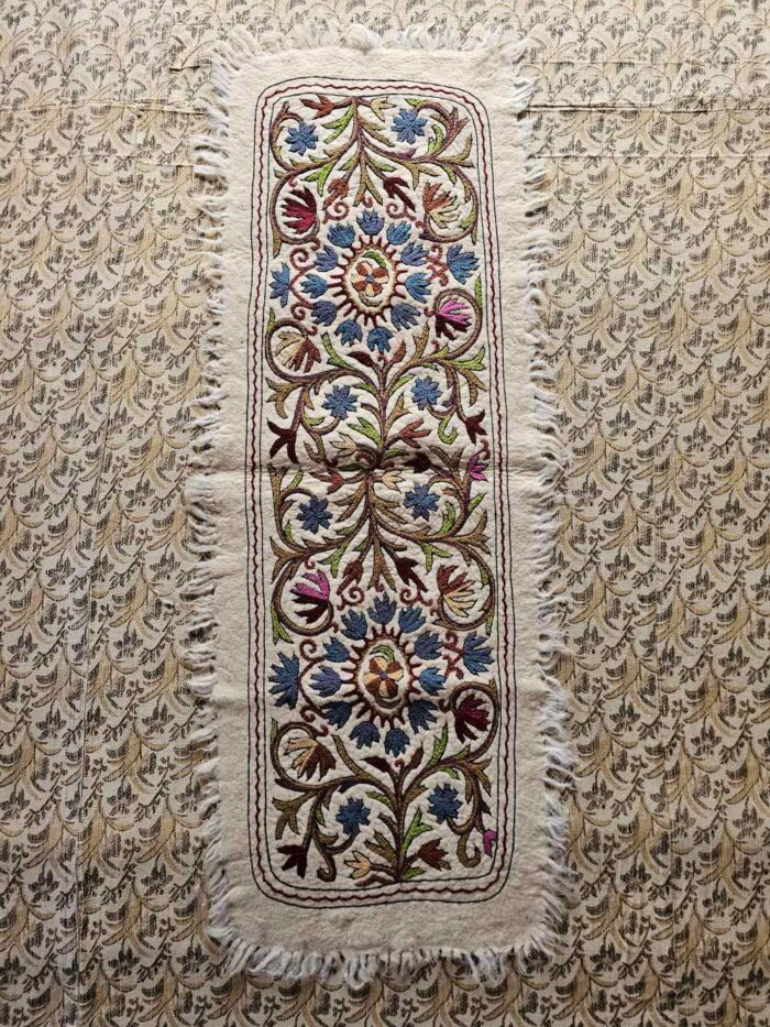 Pure Wool Kashmiri Runner with Hand Aari Embroidery (5.8x2 ft)