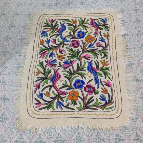 Elegent Kashmiri Hand Aari Embroidered Pure Wool Namda (4x3)