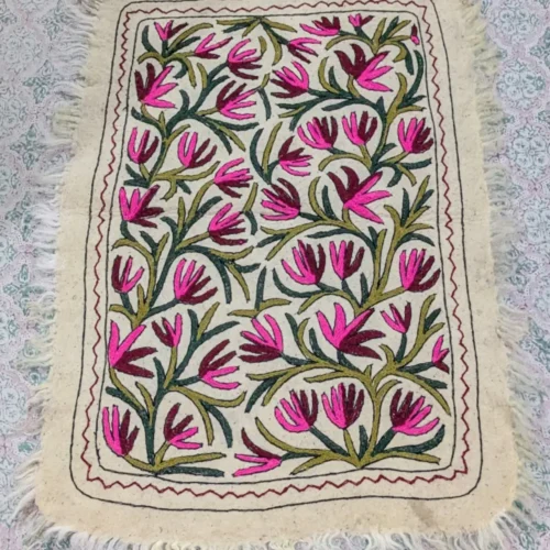 Beautiful Pure Wool Kashmiri Namda with Hand Aari Embroiderey (4x3)