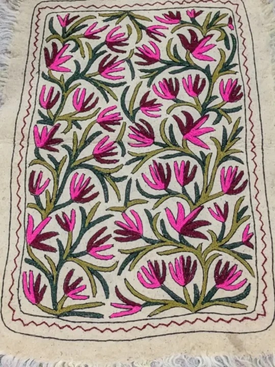 Beautiful Pure Wool Kashmiri Namda with Hand Aari Embroiderey (4x3)