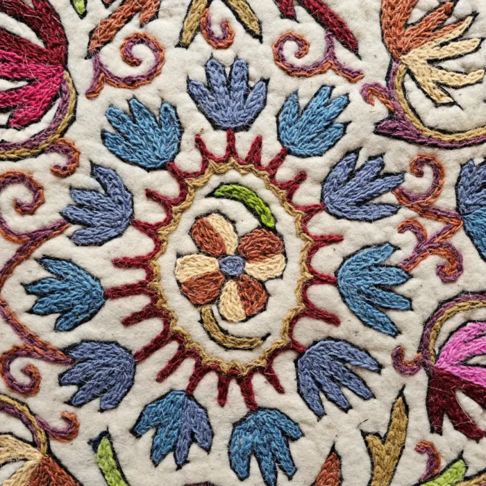 Pure Wool Kashmiri Runner with Hand Aari Embroidery (5.8x2 ft) - Image 4
