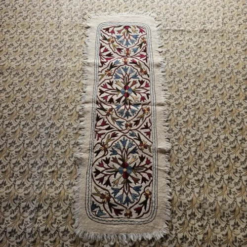 Kashmir Hand Aari Pure Wool Runner (5.8x2 ft) - Subah Saaz